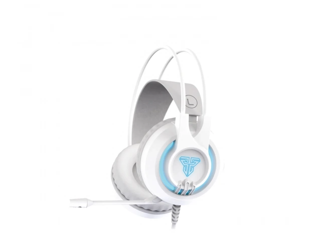 Vista frontal de los auriculares Fantech HG20 Space Blanco con iluminación RGB.%u200B  