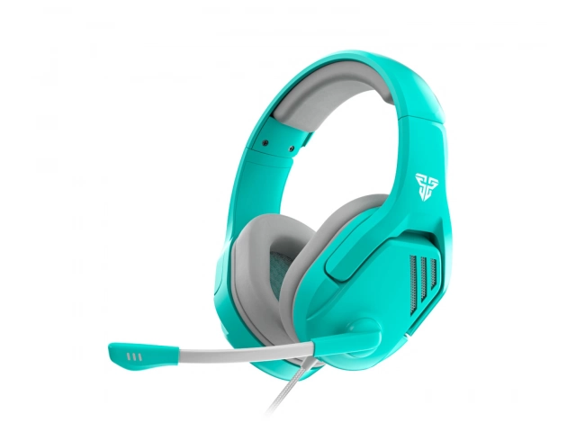 Auriculares Fantech MH86 Valor Verde mostrando el perfil lateral y micrófono plegable.%u200B