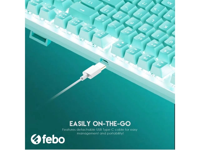 Cable USB-C desmontable del teclado Fantech MK856 Mint Edition.