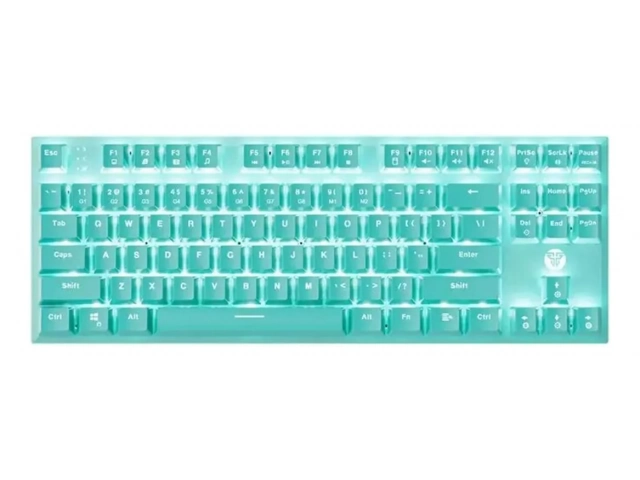 Vista frontal del teclado mecánico Fantech MK856 Mint Edition con iluminación RGB