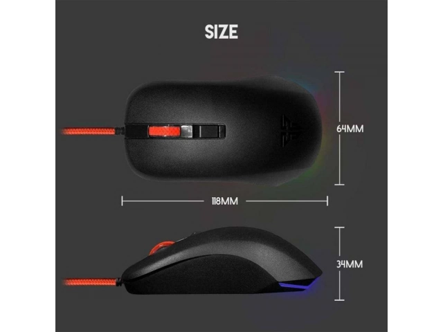 Detalle de los 6 botones programables y el diseño ergonómico del mouse gamer Fantech Rhasta II G13. Control total en tus manos. Avlis.