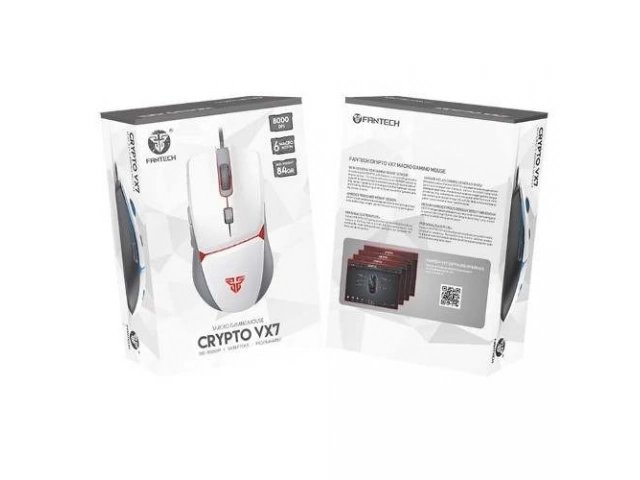 Detalle de los 6 botones programables y el diseño ergonómico del mouse gamer Fantech VX7 CRYPTO. Personalización y confort. Avlis.