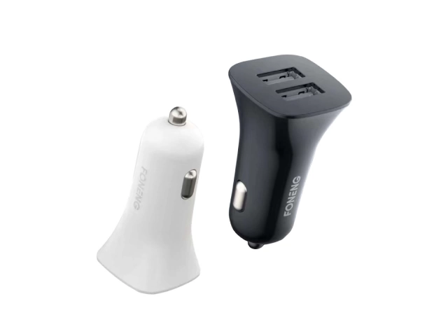 Cargador para auto Foneng C07 en color [Avlis: Especificar Color], con dos puertos USB para carga eficiente, diseño compacto, venta en Uruguay por Avlis.