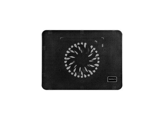 Demostración de lo fácil que es guardar la base enfriadora delgada Deepcool Wind Pal Mini en una mochila junto a una laptop.