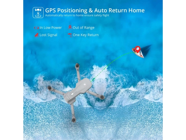 Funciones inteligentes GPS como Sígueme y Waypoints del drone Holystone HS175 a través de su app móvil en Uruguay.