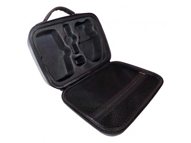 Drone Holystone HS175 plegable con su estuche de transporte y control remoto, ideal para viajes en Uruguay.