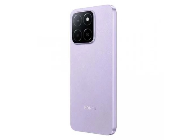 Smartphone Honor X6b Purple (Púrpura) con 128GB de almacenamiento, vista frontal y trasera, disponible en Avlis Uruguay