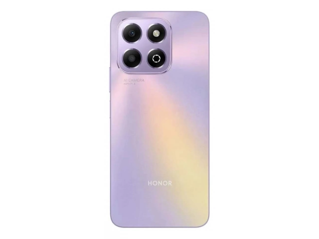 Smartphone Honor X6b púrpura en uso, destacando su amplia capacidad de 256GB y diseño elegante para el mercado de Uruguay, compra en Avlis.