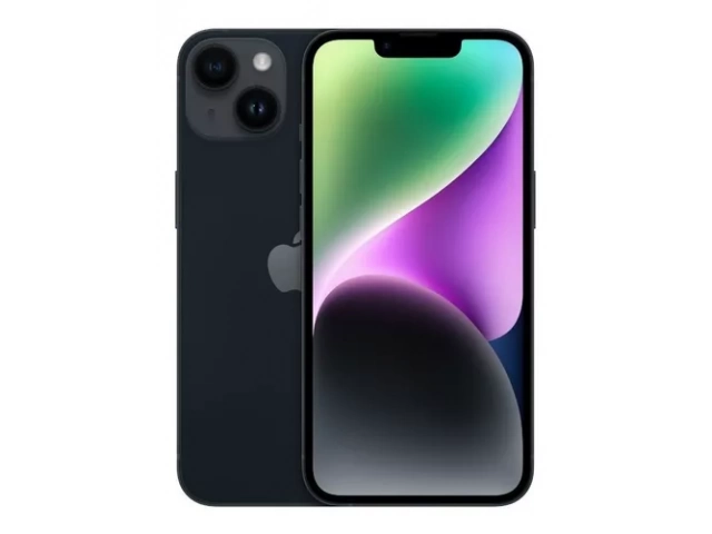 Imagen del iPhone 14 128GB Midnight vista trasera mostrando cámaras de alta definición