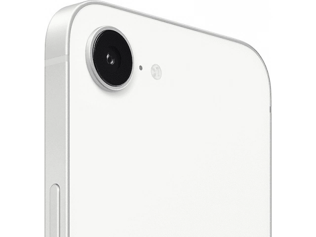 Imagen del iPhone 16e 128GB White vista trasera destacando cámara dual