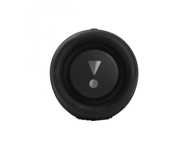 Vista lateral del JBL Charge 5 Black mostrando su estructura robusta y materiales de alta calidad.