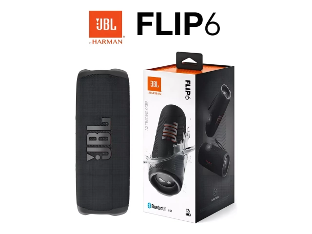 Contenido de la caja del JBL Flip 6 Black incluyendo cable USB-C y guía rápida
