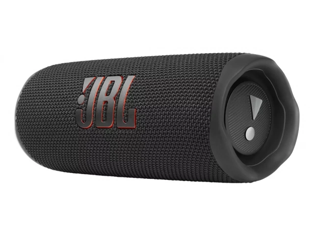 Imagen del JBL Flip 6 Black en posición inclinada resaltando su diseño moderno