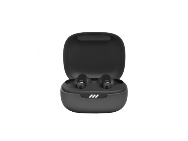 Auriculares JBL Live PRO 2 Black vistos de frente, diseño elegante y moderno.