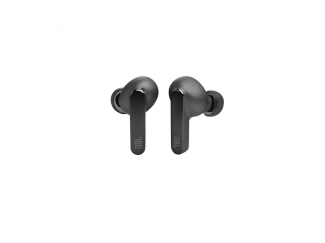 Auriculares JBL Live PRO 2 Black vistos de frente, diseño elegante y moderno.