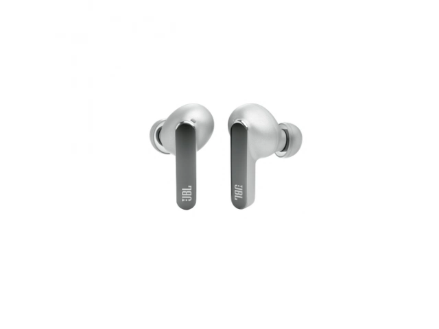 Auriculares JBL Live PRO 2 White vistos de frente, diseño moderno y estilizado.