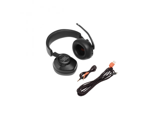 Detalle del micrófono boom con cancelación de eco del JBL Quantum 400.