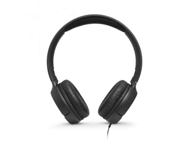 Auriculares JBL Tune 500 Negro vistos de frente, diseño moderno y elegante.  