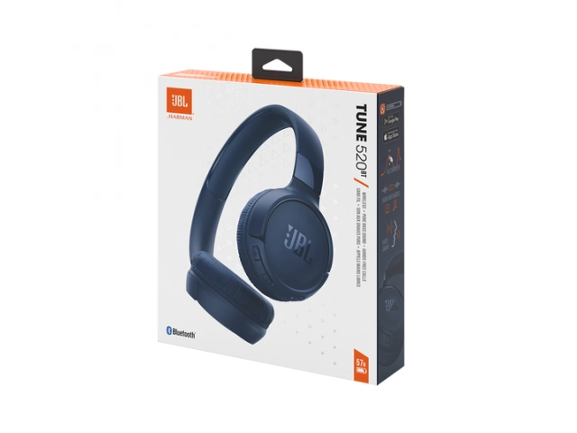 Empaque original del JBL Tune 520BT Blue, ideal para ecommerce o regalos.