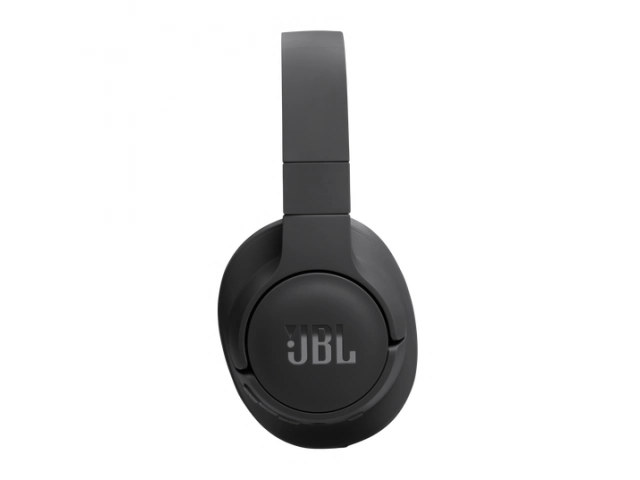 Vista lateral del JBL Tune 720BT en color negro, con estructura on-ear ergonómica.