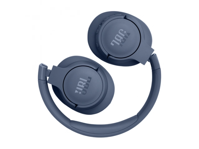 Auriculares JBL Tune 770 BT Blue plegados, ideales para transportar fácilmente.
