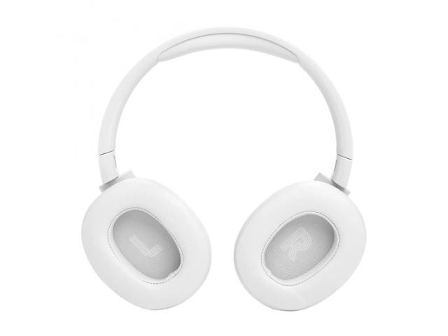 Vista frontal de los auriculares JBL Tune 770 BT White con acabado en blanco mate elegante.