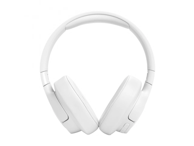 Vista frontal de los auriculares JBL Tune 770 BT White con acabado en blanco mate elegante.