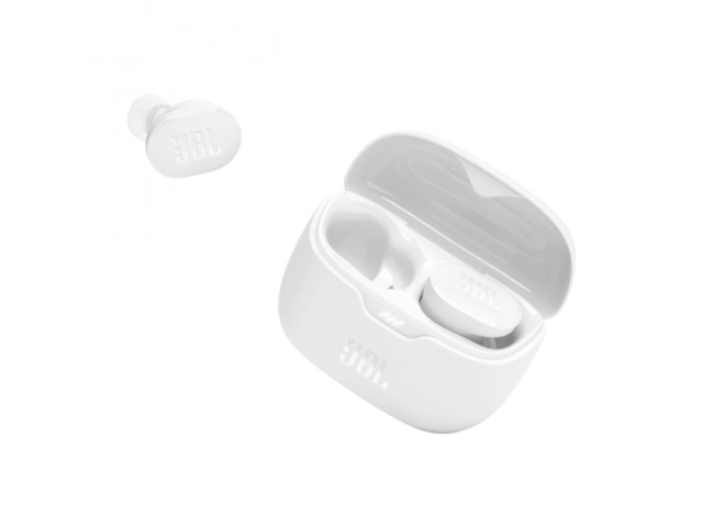 Auriculares True Wireless JBL Tune Buds color blanco con Cancelación de Ruido Activa, sonido JBL Pure Bass y estuche de carga, en Avlis, San Carlos, Uruguay.