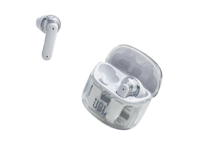 Estuche de carga JBL Tune Flex White con acabado blanco brillante
