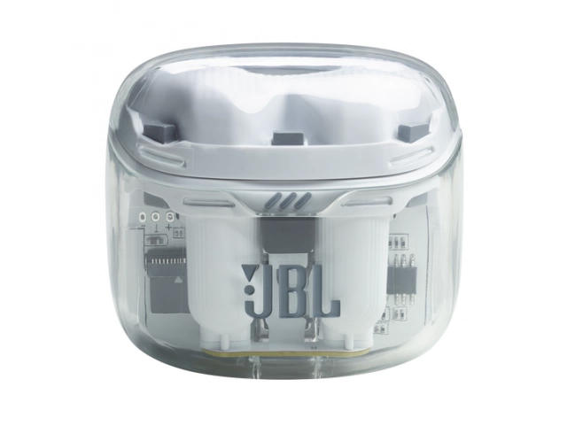 Auricular JBL Tune Flex White vista frontal con diseño elegante y minimalista