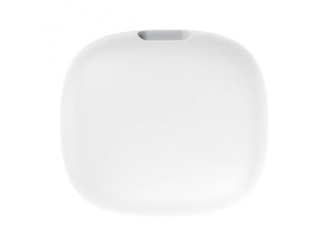 Estuche cerrado de los auriculares JBL Wave Flex blancos, compacto y portátil.