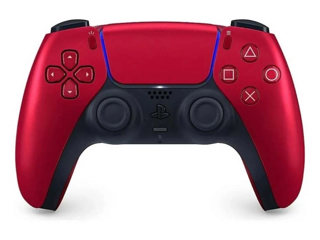 Joystick inalámbrico Sony PS5 DualSense edición Cosmic Red (rojo cósmico) de frente, en venta en Avlis Uruguay.