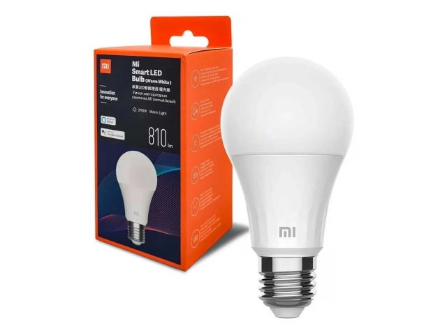 Lámpara LED Inteligente Xiaomi Mi Smart Bulb, luz cálida de 810 lúmenes, casquillo E27. Control Wi-Fi. Avlis Uruguay.