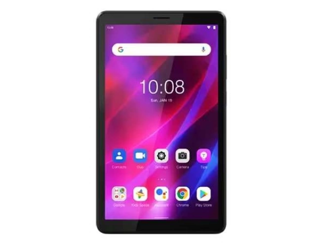 Tablet Lenovo M7 (3ra Gen) mostrando la interfaz de Google Kids Space en su pantalla compacta de 7 pulgadas. Ideal para niños. Avlis.
