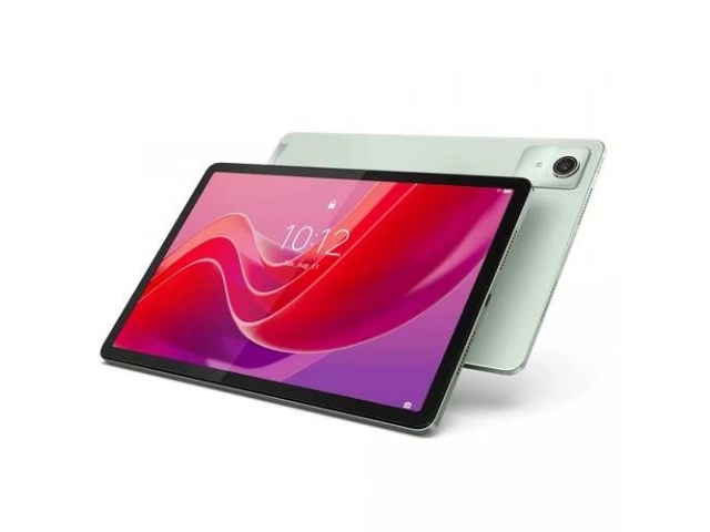 Persona usando la Tablet Lenovo M11 gris para ver videos, destacando su pantalla nítida.