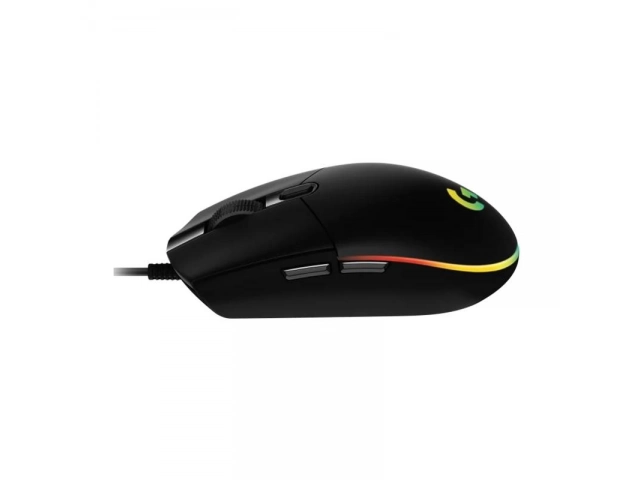 Vista lateral del Logitech G203 Lightsync en color negro con diseño ergonómico