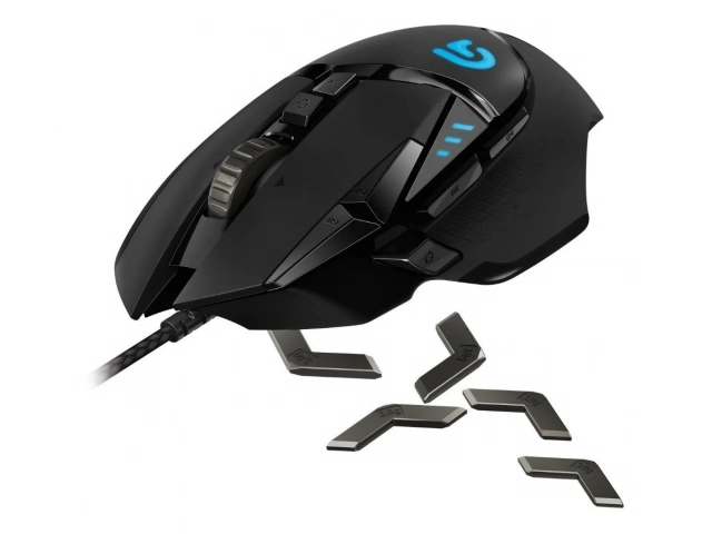Vista frontal del mouse Logitech G502 Lightspeed Black con diseño ergonómico