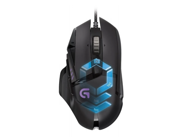 Imagen desde arriba del mouse Logitech G502 Lightspeed Black con botones programables