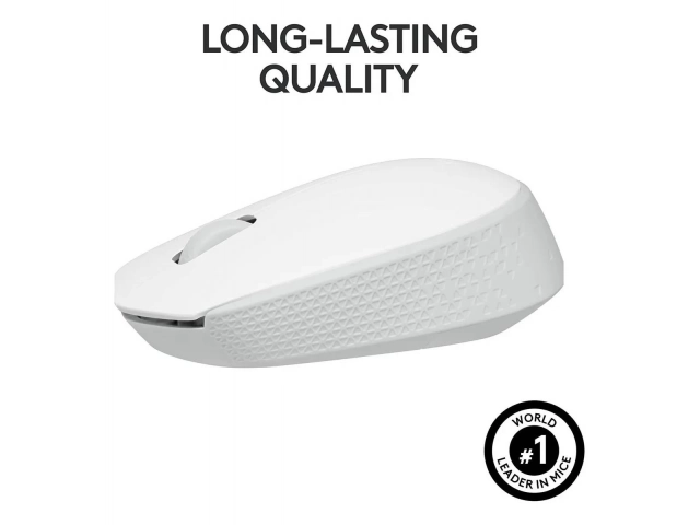 Mouse Logitech M170 blanco, compacto y fácil de transportar.