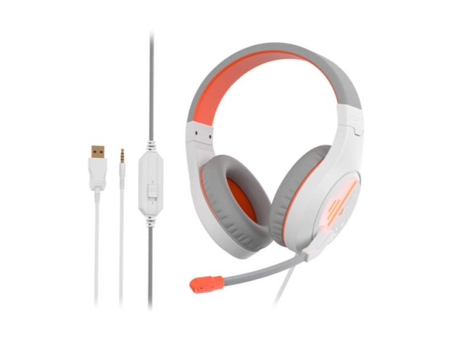 Detalle de los conectores jack 3.5 mm del auricular Meetion HP021 Orange.