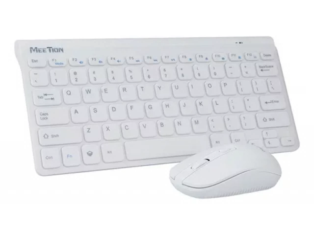 Teclado Meetion Mini4000 Blanco con conexión USB y teclas silenciosas, disponible en Avlis Uruguay.