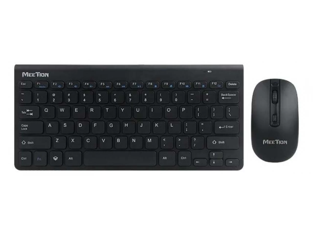 Teclado Meetion Mini4000 color negro, diseño compacto con teclado numérico integrado, vista frontal, en Avlis, San Carlos, Uruguay.