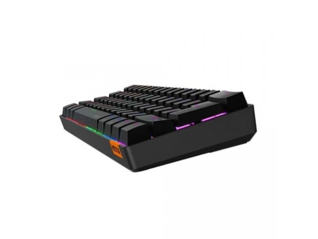 Detalle de los switches mecánicos Content Blue y la iluminación Rainbow RGB del teclado Meetion MK005 negro. Precisión y estilo gamer. Avlis.