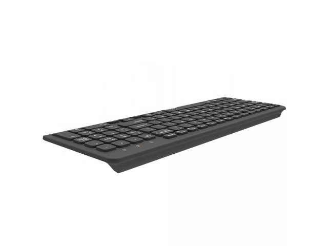Perfil ultra delgado y teclas tipo chocolate del teclado inalámbrico Meetion WK410. Tipeo confortable y silencioso. Avlis.