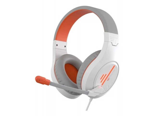 Detalle del micrófono flexible y controles en línea de los auriculares gamer Meetion HP021 Pink.