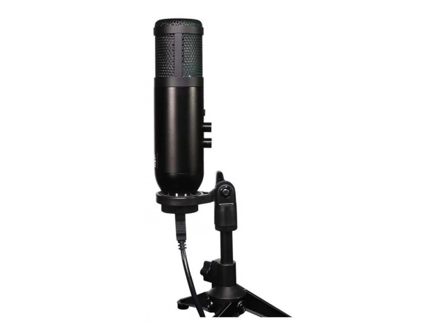 Micrófono condensador USB Fantech Leviosa MCX01 con iluminación RGB personalizable, patrón cardioide y trípode. Ideal para streaming, podcasting y gaming. Avlis Uruguay.