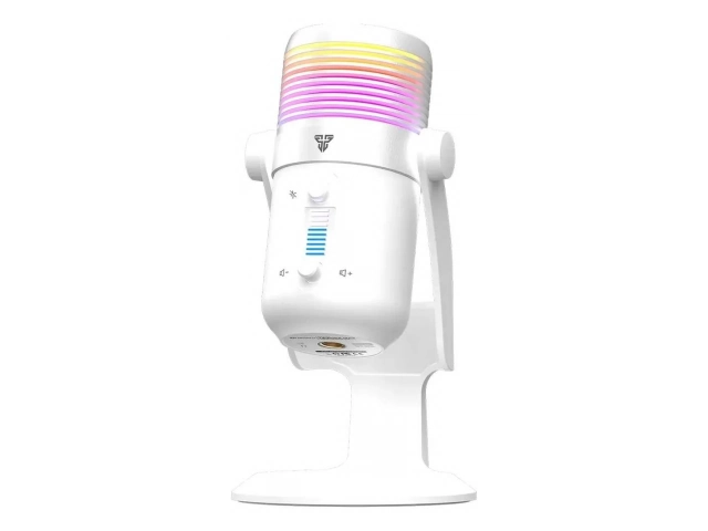 Micrófono de condensador USB Fantech Leviosa MCX03 Blanco con trípode, diseño elegante para streaming y podcasting en Uruguay, disponible en Avlis