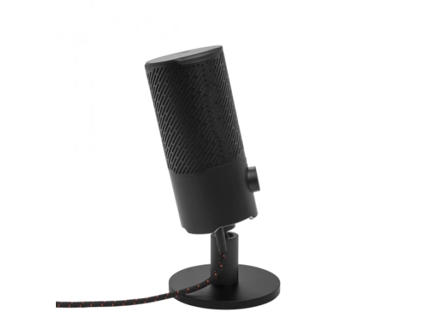 Micrófono JBL Quantum Stream negro con su soporte de escritorio ajustable y reversible, en Avlis Maldonado.