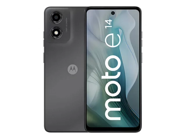 Imagen del Motorola E14 2/64GB Gris vista frontal, pantalla de 6.6 pulgadas