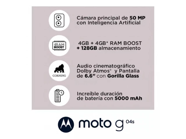 Motorola G04S 4/64GB Negro pantalla inicio con aplicaciones